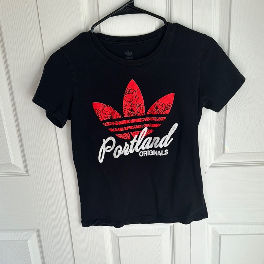 Adidas Kids Black Tee with Red Logo